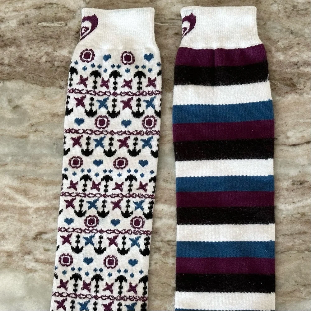 Roxy Fair Isle Mixed Print Striped Lightweight Tall Ski Snowboard Winter Socks